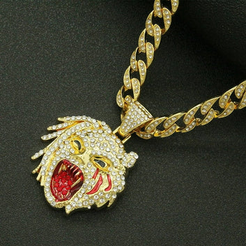 Men Women Hip Hop Iced Out Bling Figure GOLD Pendant  Necklace with Cuban Chain HipHop Rock Necklaces Fashion Charm Jewelry