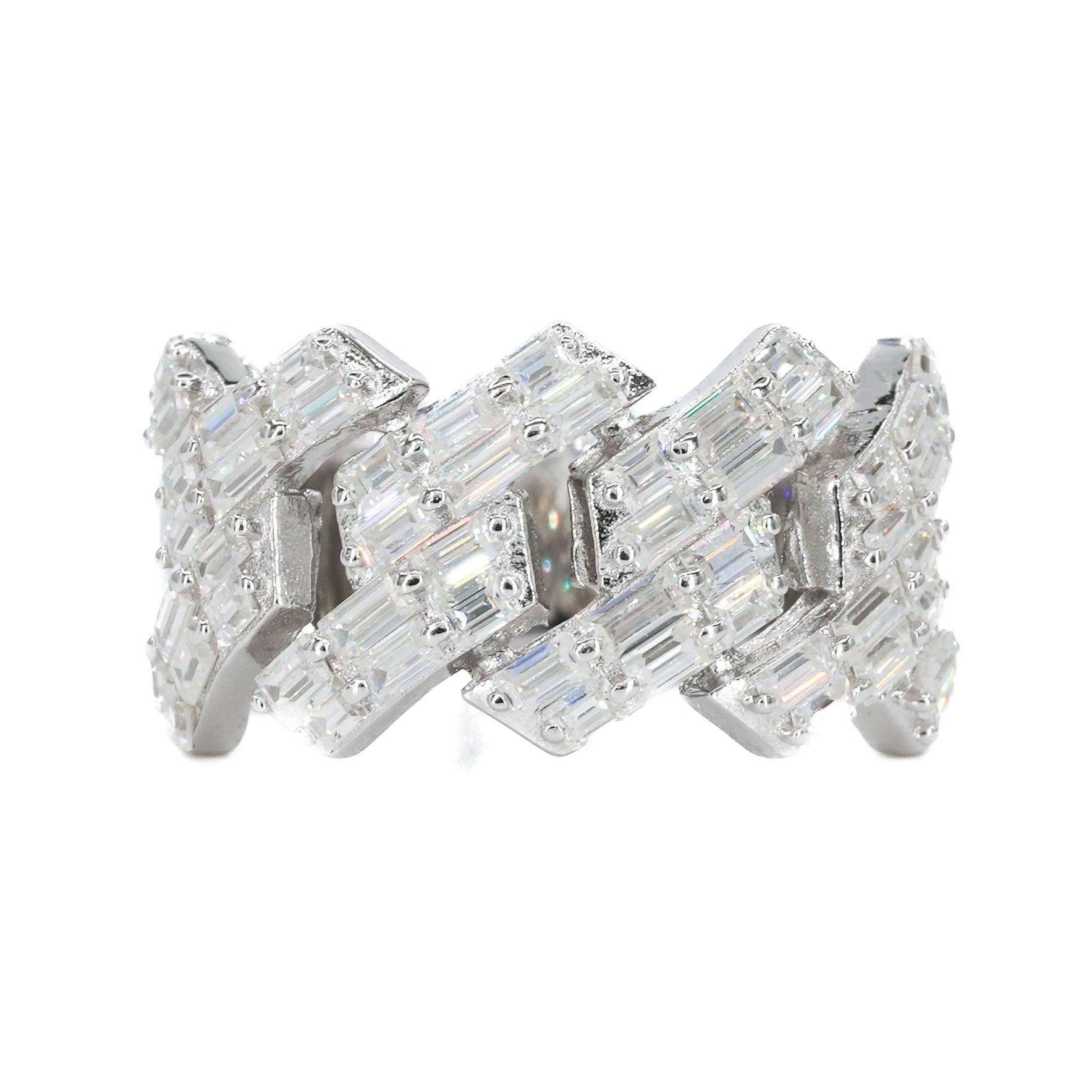 Baguette Cuban VVS Moissanite Diamond Ring