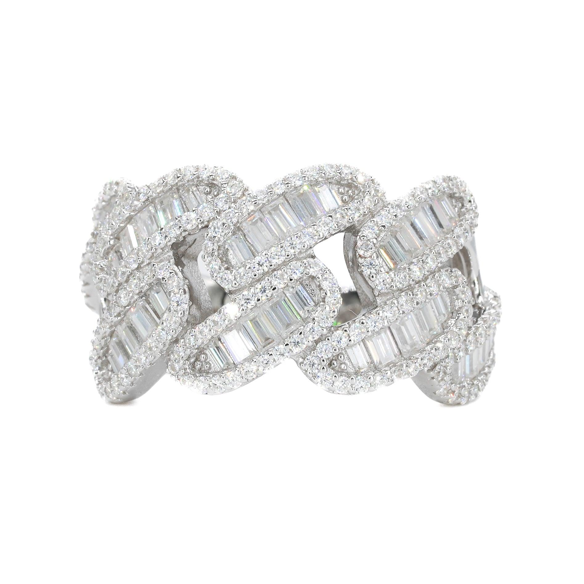 Miami Baguette Cuban VVS Moissanite Diamond Ring