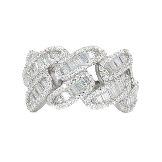 Miami Baguette Cuban VVS Moissanite Diamond Ring