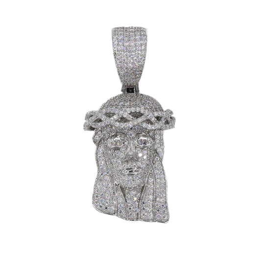 925 Silver Medium Iced Out Jesus VVS Moissanite Diamond Pendant