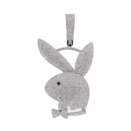 925 Silver Iced Out Bunny VVS Moissanite Diamond Pendant