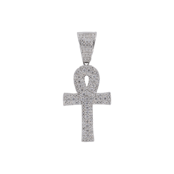 925 Silver Iced Out Ankh Cross VVS Moissanite Diamond Pendant