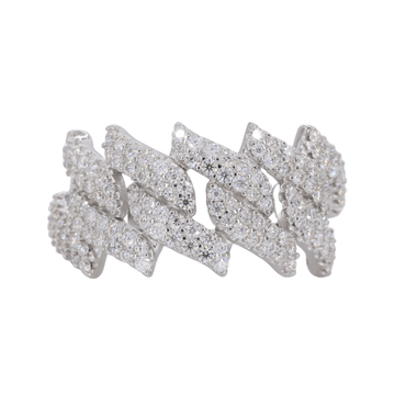 Iced Out Spiked Cuban Band VVS Moissanite Diamond Ring